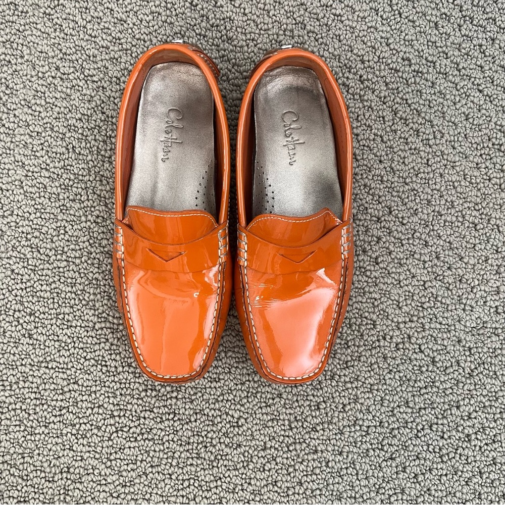 Cole Haan Women's Orange Patent Driving Loafers